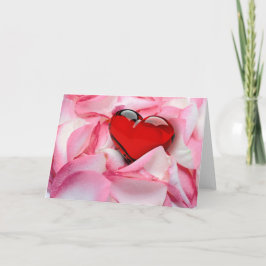 Tarjeta Festiva Gafas de Rosa del corazón de vidrio rojo