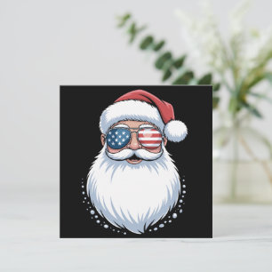 Tarjeta Festiva Gafas de sol patrióticas de Santa Claus USA Navida