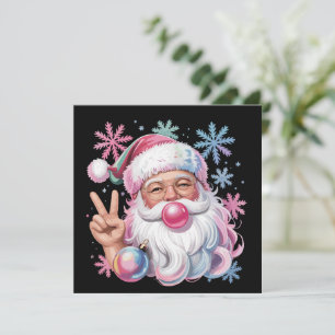 Tarjeta Festiva Gafas de sol rosadas Retro Santa Xmas Chicle