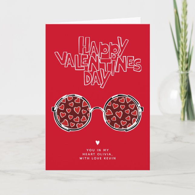 Tarjeta Festiva Gafas rojas divertidas regalo de novio valentino d (Anverso)