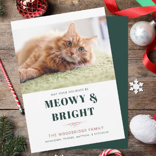 Tarjeta Festiva Gag fotográfico de Meowy y Navidades brillantes