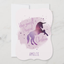 Tarjeta Festiva Galaxia Navidades mágicos unicornio