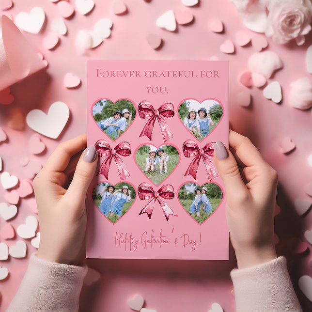 Tarjeta Festiva Galentine’s Day Photo Card with Hearts & Bows  (Galentine’s Day Photo Card with Hearts & Bows)