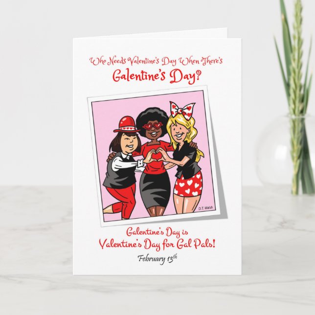 Tarjeta Festiva Galentine's Day 13 feb. Gal Pals celebra a sus ami (Anverso)