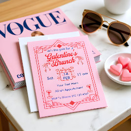 Tarjeta Festiva Galentine's Day Brunch Girls  Party Invitation