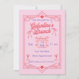 Tarjeta Festiva Galentine's Day Brunch Girls Party Invitation