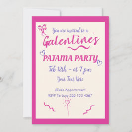 Tarjeta Festiva Galentine's Day Girls Pajama Party Invitation