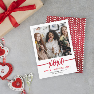 Tarjeta Festiva Galentines Day XOXO Photo Holiday Card