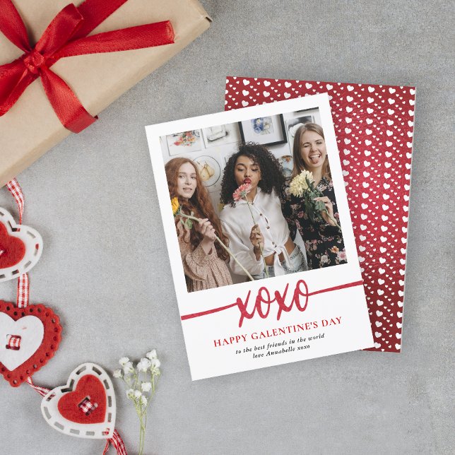 Tarjeta Festiva Galentines Day XOXO Photo Holiday Card (Subido por el creador)