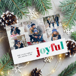 Tarjeta Festiva Galería "alegre" verde y rojo de 5 fotos<br><div class="desc">Haga que sus saludos de vacaciones sean inolvidables con nuestra tarjeta de Navidades de la Galería de Joyful Rojo y Verde. Esta tarjeta de personalizable te permite añadir 5 de tus fotos favoritas,  creando un toque realmente personal. Difunde alegría esta temporada y envía tus cálidos deseos con estilo.</div>