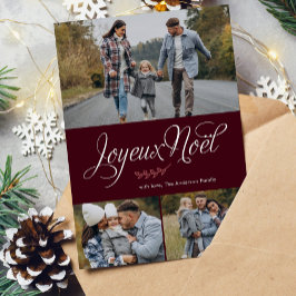 Tarjeta Festiva Galería fotográfica "Joyeux Noel" de tres