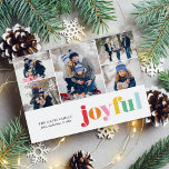 Tarjeta Festiva Galería Multicolor "alegre" de 5 fotos Festividad<br><div class="desc">Celebra la alegría de la temporada con nuestra Joyful Gallery de 5 Fotos Festive Holiday Card! Esta tarjeta de Navidades de personalizable es perfecta para compartir tus recuerdos. Añade un toque personal incluyendo 5 de tus fotos favoritas. Difundir alegría por las vacaciones y crear recuerdos duraderos.</div>