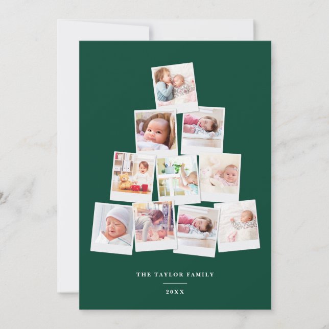 Tarjeta Festiva Galería multifotografía de niños cuadrados de árbo (Anverso)