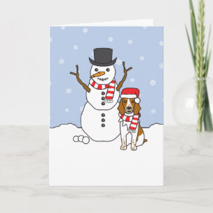 Tarjeta Festiva Gales Springer Spaniel y Snowman