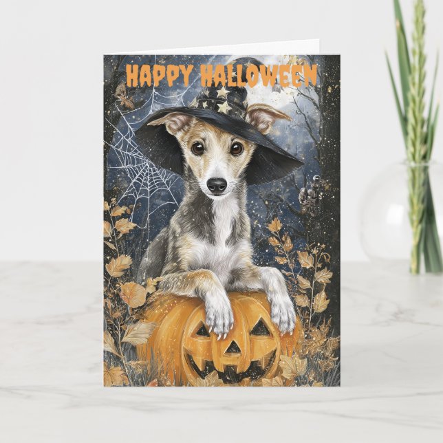 Tarjeta Festiva Galgo de Halloween (Anverso)