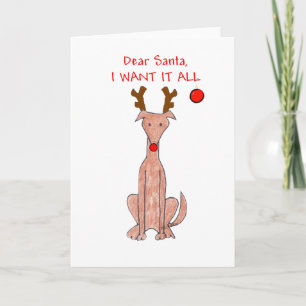 Tarjeta Festiva Galgo estimado Santa