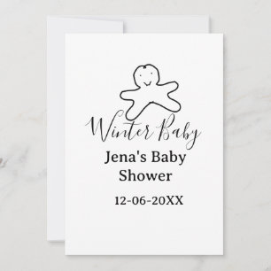 Tarjeta Festiva Galleta de baby shower de invierno negro garabato 