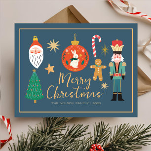 Tarjeta Festiva Galleta de cascanueces navideño colorido y lindo
