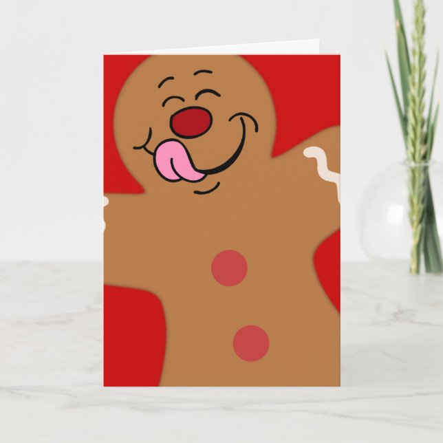 Tarjeta Festiva Galleta deliciosa del hombre de pan de jengibre (Anverso)