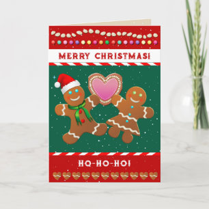 Tarjeta Festiva Galletas de jengibre sosteniendo un corazón