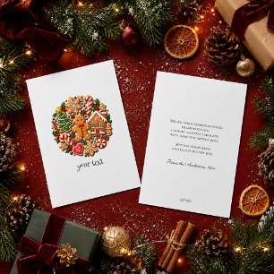 Tarjeta Festiva Galletas de Jengibre Vintage, Panadería Navideña A