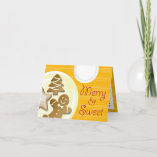 Tarjeta Festiva Galletas de leche alegres y rayas amarillas dulces