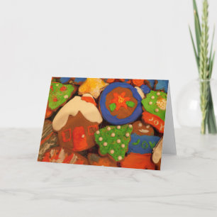 Tarjeta Festiva Galletas de pan de jengibre con espuma