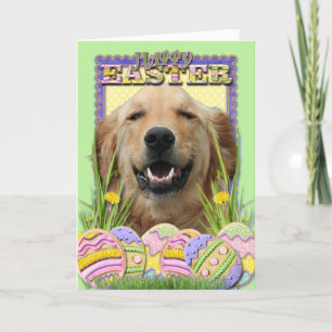 Tarjeta Festiva Galletas del huevo de Pascua - golden retriever