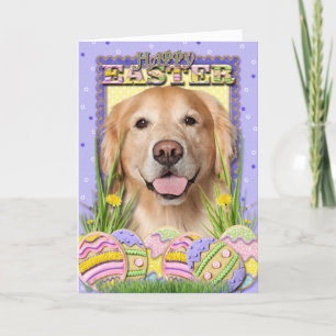 Tarjeta Festiva Galletas del huevo de Pascua - golden retriever -
