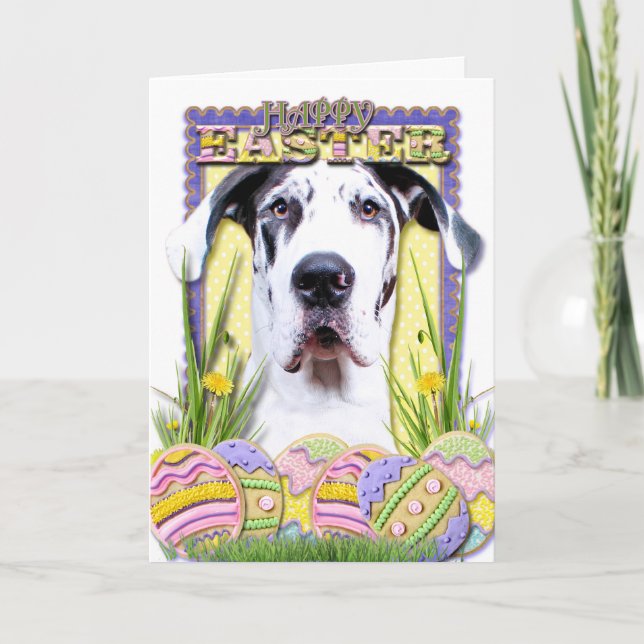 Tarjeta Festiva Galletas del huevo de Pascua - great dane - barón (Anverso)