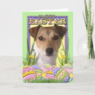 Tarjeta Festiva Galletas del huevo de Pascua - Jack Russell