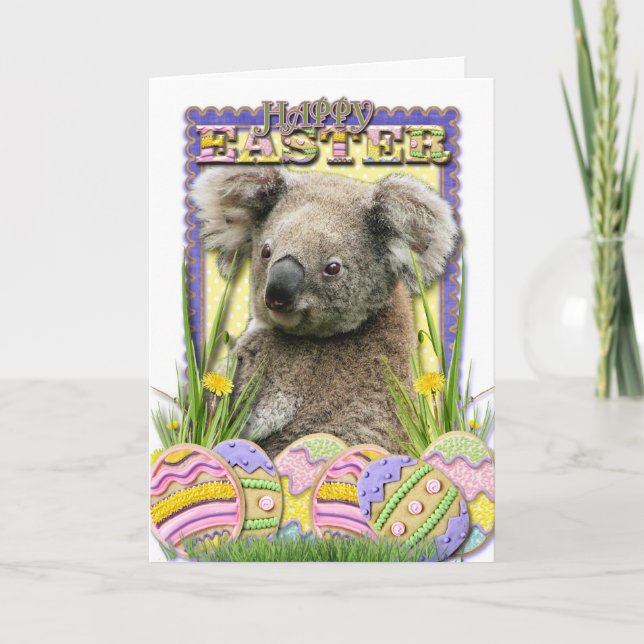 Tarjeta Festiva Galletas del huevo de Pascua - koala (Anverso)