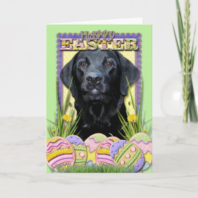 Tarjeta Festiva Galletas del huevo de Pascua - Labrador - negro (Anverso)