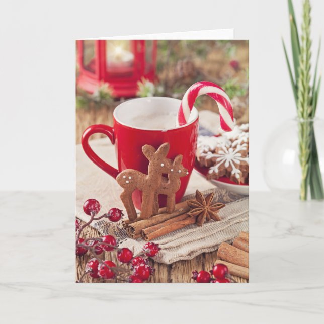 Tarjeta Festiva Galletas del reno del pan de jengibre (Anverso)