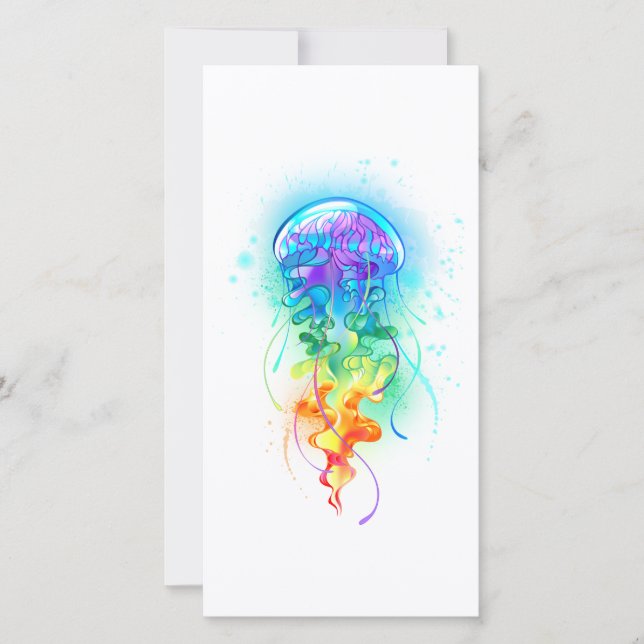 Tarjeta Festiva Gallito arcoiris (Anverso)