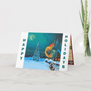 Tarjeta Festiva gallo, buenas fiestas