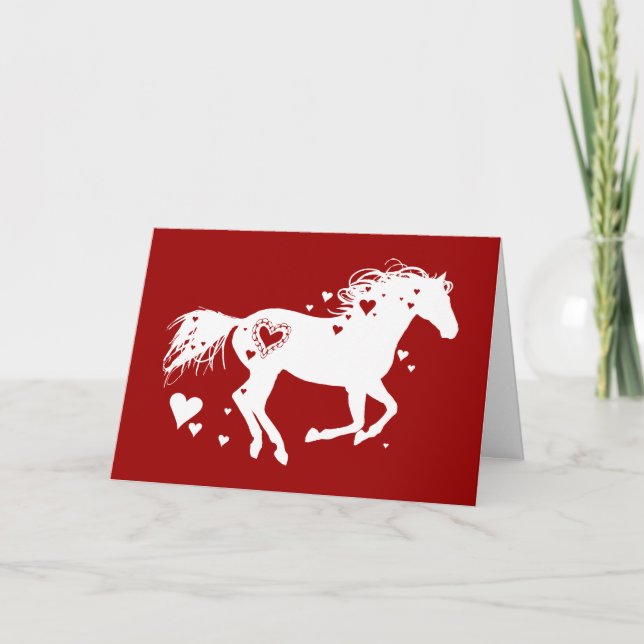 Tarjeta Festiva Galloping Horse El día de San Valentín Card (Anverso)