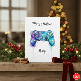 Tarjeta Festiva Game Lover Christmas Card Custom Gift Idea