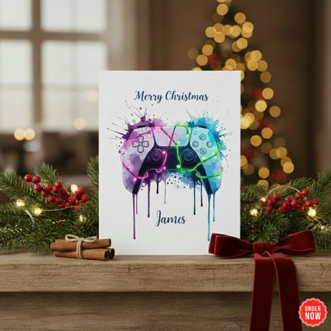 Tarjeta Festiva Gamer Xmas Card With Controller Custom Design (Subido por el creador)