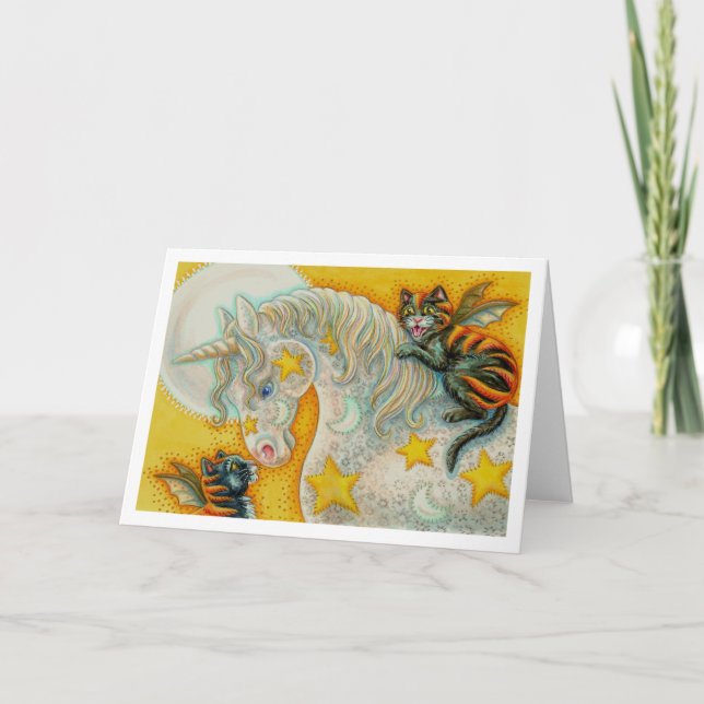 Tarjeta Festiva GANADORES NEGROS Y HALLOWEEN UNICORN Blank (Anverso)