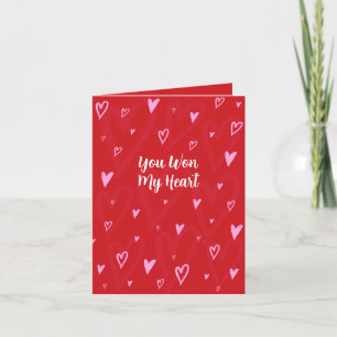 Tarjeta Festiva Ganaste mi corazón - Día de San Valentín de corazo