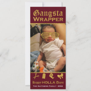 Tarjeta Festiva Gangsta Wrapper Happy HOLLA Days Navidades
