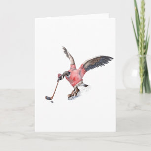 Tarjeta Festiva Ganso de Canadá que juega a hockey