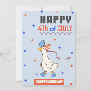 Tarjeta Festiva Ganso Patriótico Feliz 4 de Julio Independencia de