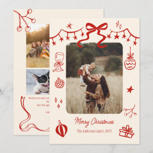 Tarjeta Festiva garabatos de guión navideño caprichosos 5 fotos