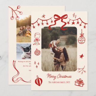 Tarjeta Festiva garabatos de guión navideño caprichosos 5 fotos