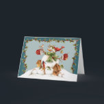 Tarjeta Festiva Garden Snowman<br><div class="desc">Tarjeta de saludo de muñeco de nieve en el jardín. Personalizar con su propio mensaje.</div>
