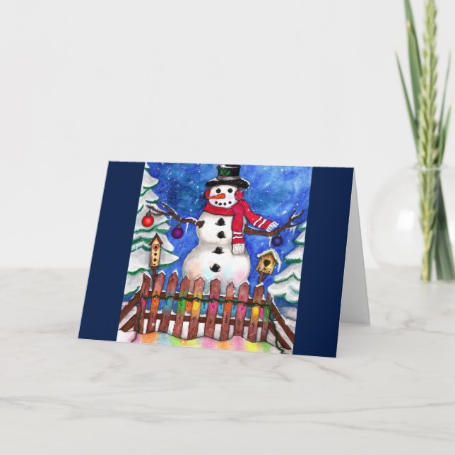 Tarjeta Festiva Garden Snowman (Anverso)
