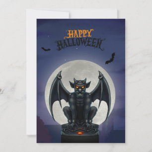 Tarjeta Festiva Gargoyle Happy Halloween card
