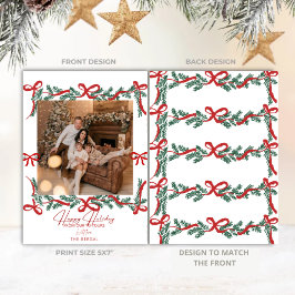 Tarjeta Festiva Garland Bows Red